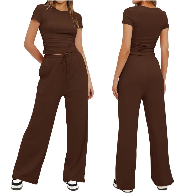 2 Piece Set Women Summer Short Sleeve O Neck Slim T-Shirt and High Waist Drawstring Wide Leg Pants Matching Tracksuit Outfits
2 Piece Set Women Summer Short Sleeve O Neck Slim T-Shirt and High Waist Drawstring Wide Leg Pants Matching Tracksuit Outfits