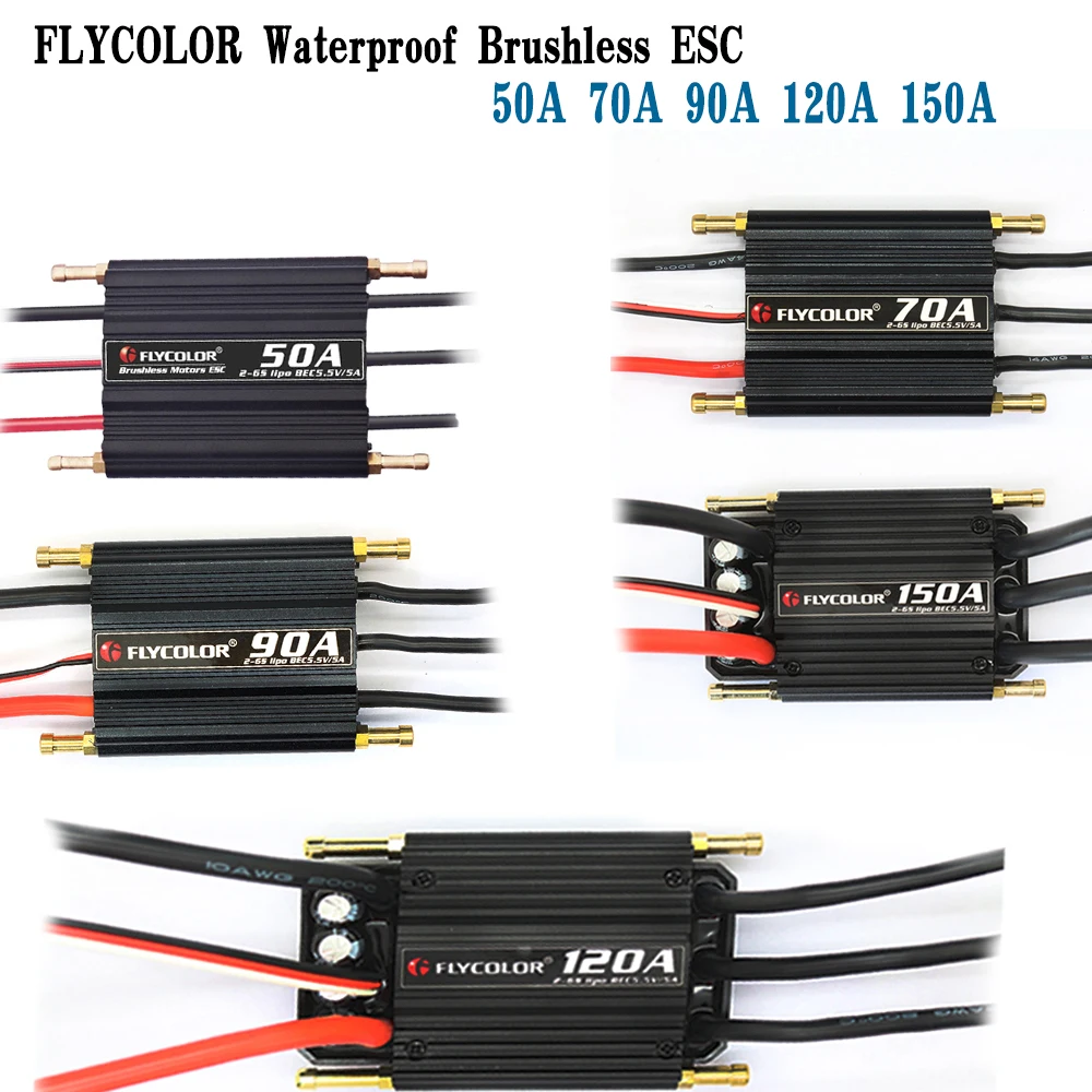 Flycolor Brushless 50A 70A 90A 120A 150A ESC Speed controller 2-6S Lipo BEC 5.5V/5A controller for RC Boat
Flycolor Brushless 50A 70A 90A 120A 150A ESC Speed controller 2-6S Lipo BEC 5.5V/5A controller for RC Boat