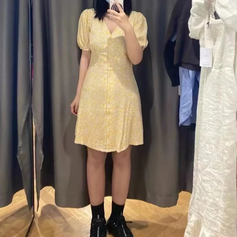 French Sle Printed Bubble Sve V-Ne Waist-Cinching Dr Women's Summer New Arrival Country Sle Floral Print Dr
French Sle Printed Bubble Sve V-Ne Waist-Cinching Dr Women's Summer New Arrival Country Sle Floral Print Dr