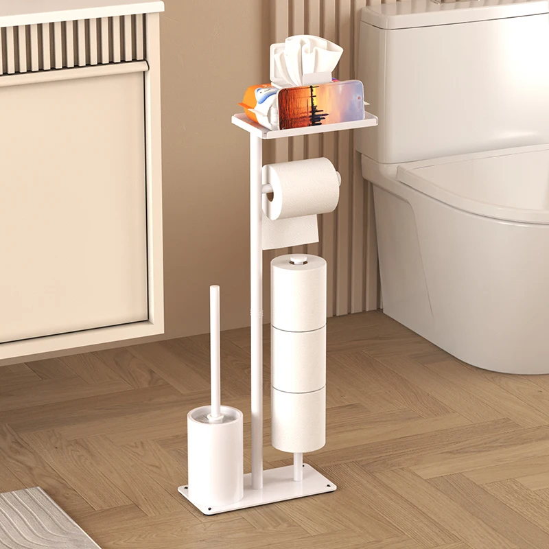 Toilet paper holder, floor standing roll paper holder with toilet brush storage rack, phone holder, bathroom toilet paper holder
Toilet paper holder, floor standing roll paper holder with toilet brush storage rack, phone holder, bathroom toilet paper holder