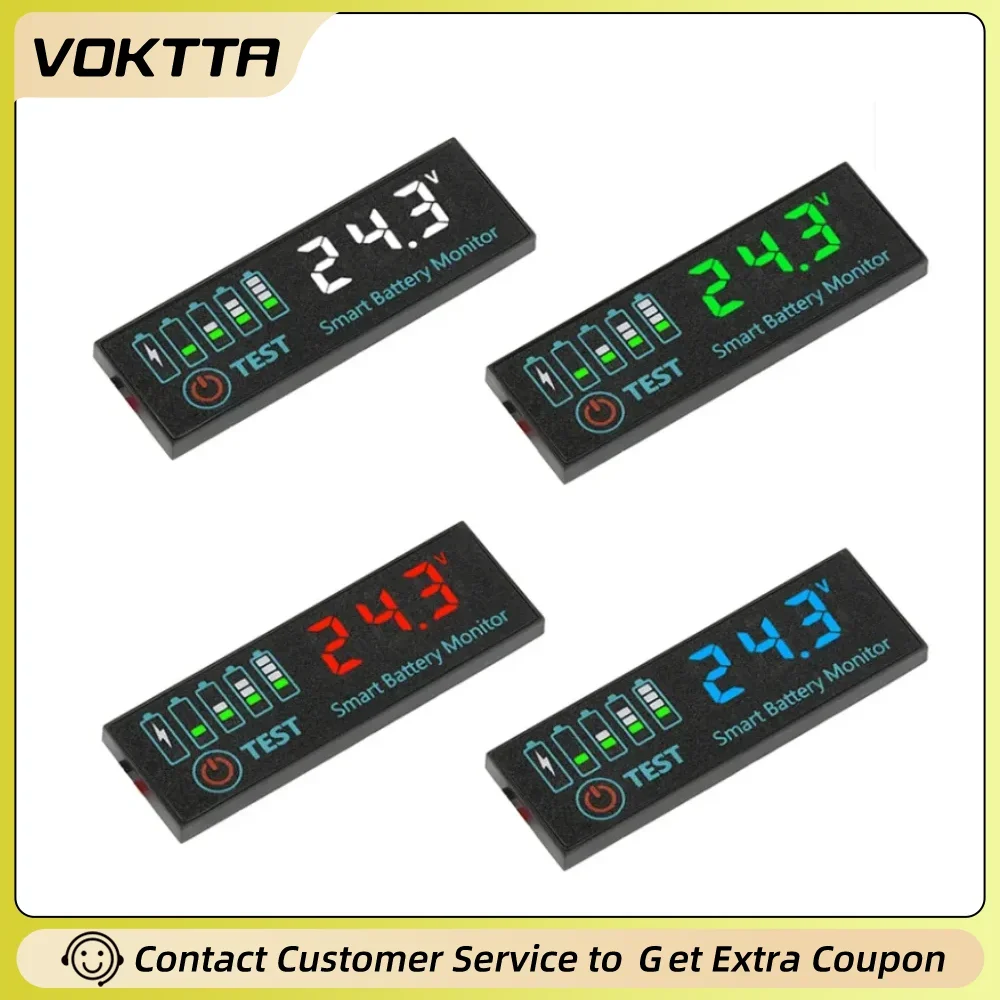 DC 7-55V Voltmeter Voltage Tester HD LED Indicator Light 3S-12S Volt Meter For Acid Battery/lithium-ion Battery Power Display
DC 7-55V Voltmeter Voltage Tester HD LED Indicator Light 3S-12S Volt Meter For Acid Battery/lithium-ion Battery Power Display