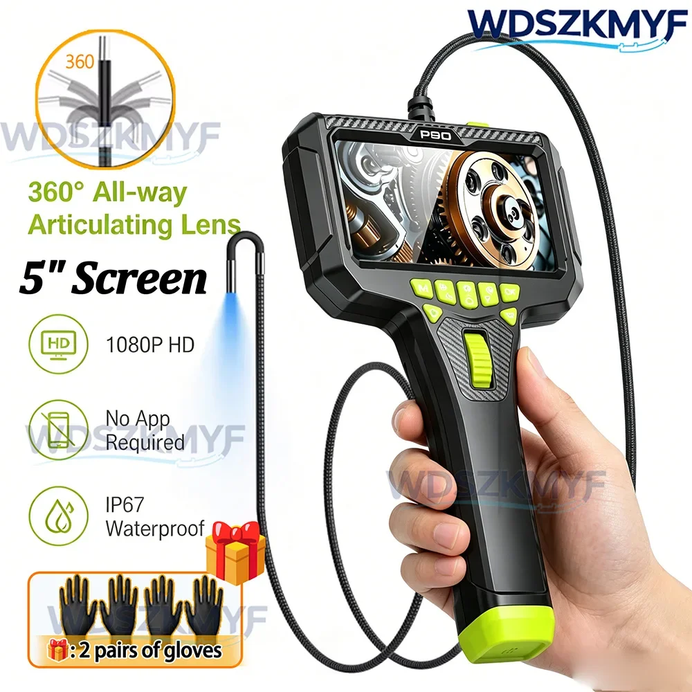 360° Industrial Endoscope Camera 5inch Screen HD IP67 Waterproof With LED Light Inspection Borescope for Pipe Car Repair AC
360° Industrial Endoscope Camera 5inch Screen HD IP67 Waterproof With LED Light Inspection Borescope for Pipe Car Repair AC