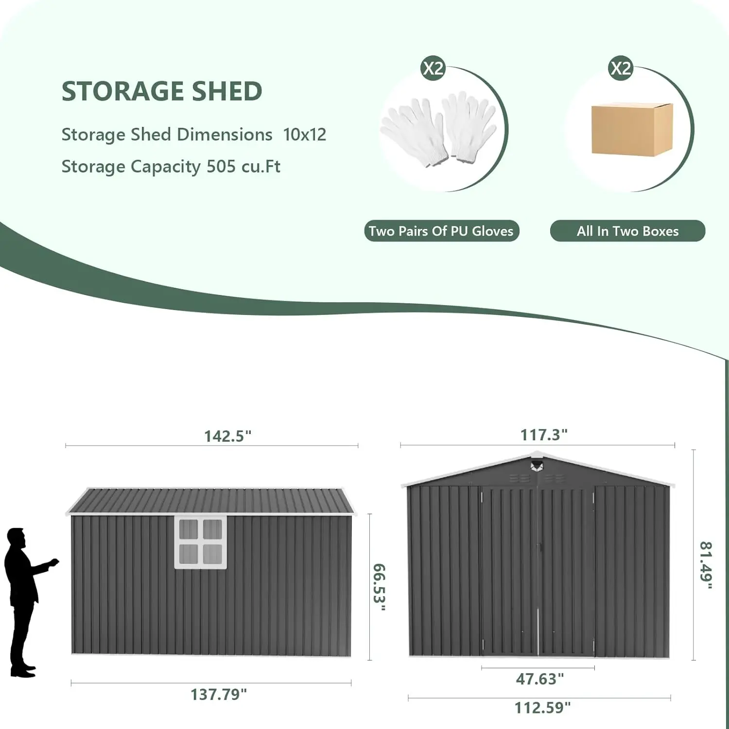 10x12 FT Metal Storage Shed with Window,Outdoor Storage Building,Large Backyard Sheds, Custom
10x12 FT Metal Storage Shed with Window,Outdoor Storage Building,Large Backyard Sheds, Custom