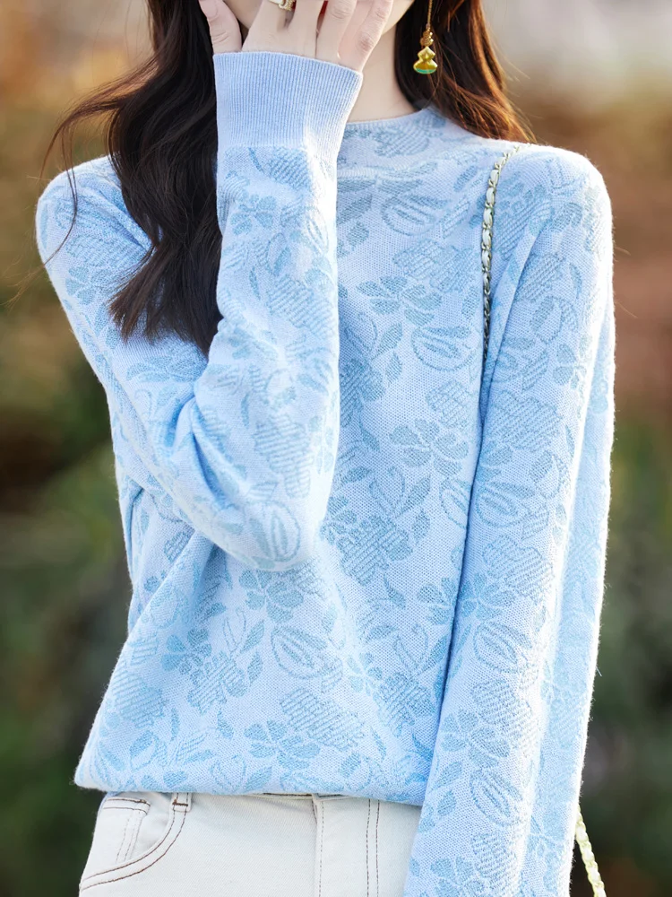 Luxury Spring Autumn Women Sweater 30% Merino Worsted Wool Knitted Pullover Long Sleeve Soft Clothes Top Casual Floral Outerwear
Luxury Spring Autumn Women Sweater 30% Merino Worsted Wool Knitted Pullover Long Sleeve Soft Clothes Top Casual Floral Outerwear