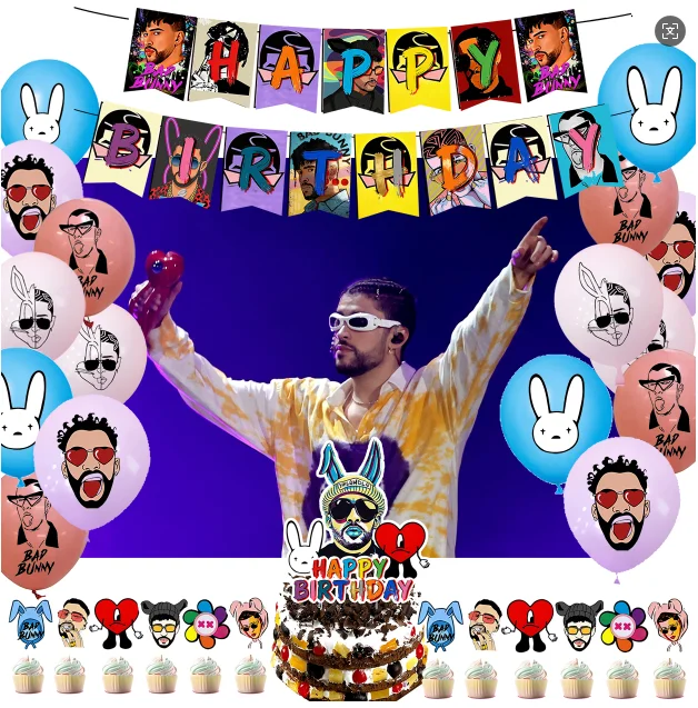 Bad Bunny Fans Birthday Party Decoration Background Cake Topper Balloons Supplies Backdrop Photo Banner Gift Photography Props
Bad Bunny Fans Birthday Party Decoration Background Cake Topper Balloons Supplies Backdrop Photo Banner Gift Photography Props