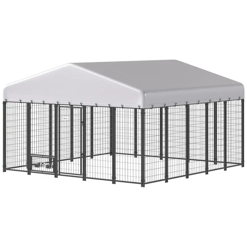 9.8' x 9.8' x 6' Outdoor Dog Kennel, Dog Kennel Outside Run with 360° Rotating Bowls, Waterproof & UV Resistant Cover
9.8' x 9.8' x 6' Outdoor Dog Kennel, Dog Kennel Outside Run with 360° Rotating Bowls, Waterproof & UV Resistant Cover