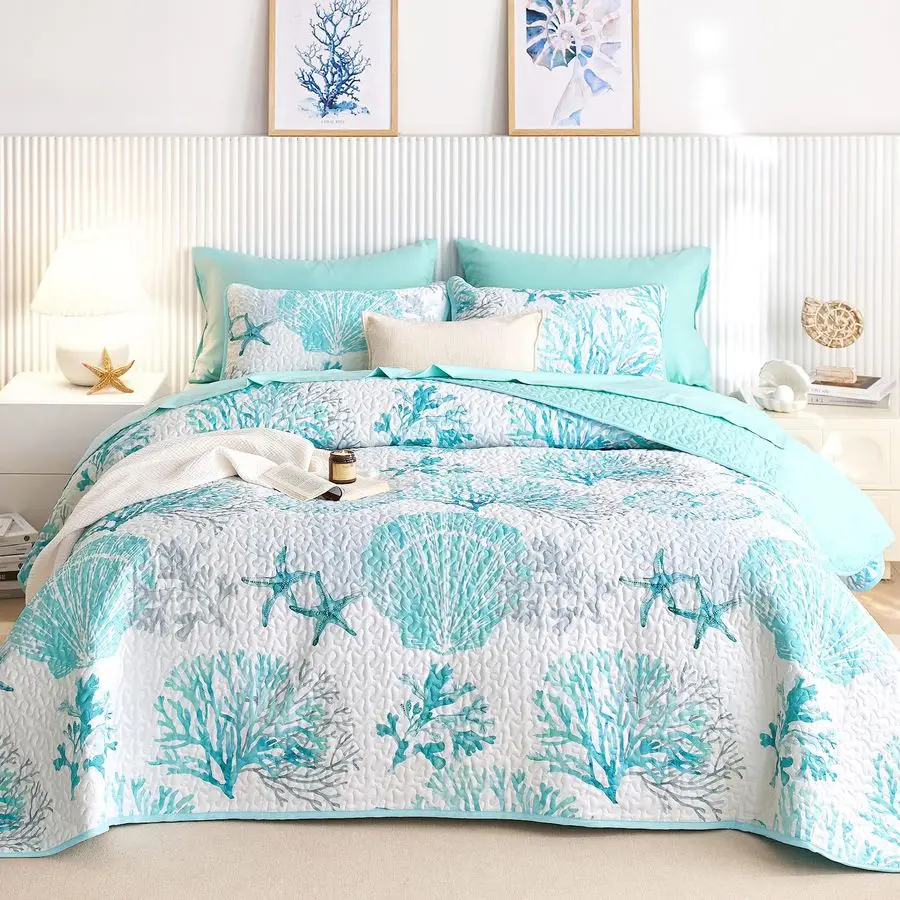 Комплект постельного белья Coastal Quilt, в морском стиле, с тропическим летним узором, двустороннее легкое покрывало, 3 предмета, A
Комплект постельного белья Coastal Quilt, в морском стиле, с тропическим летним узором, двустороннее легкое покрывало, 3 предмета, A
