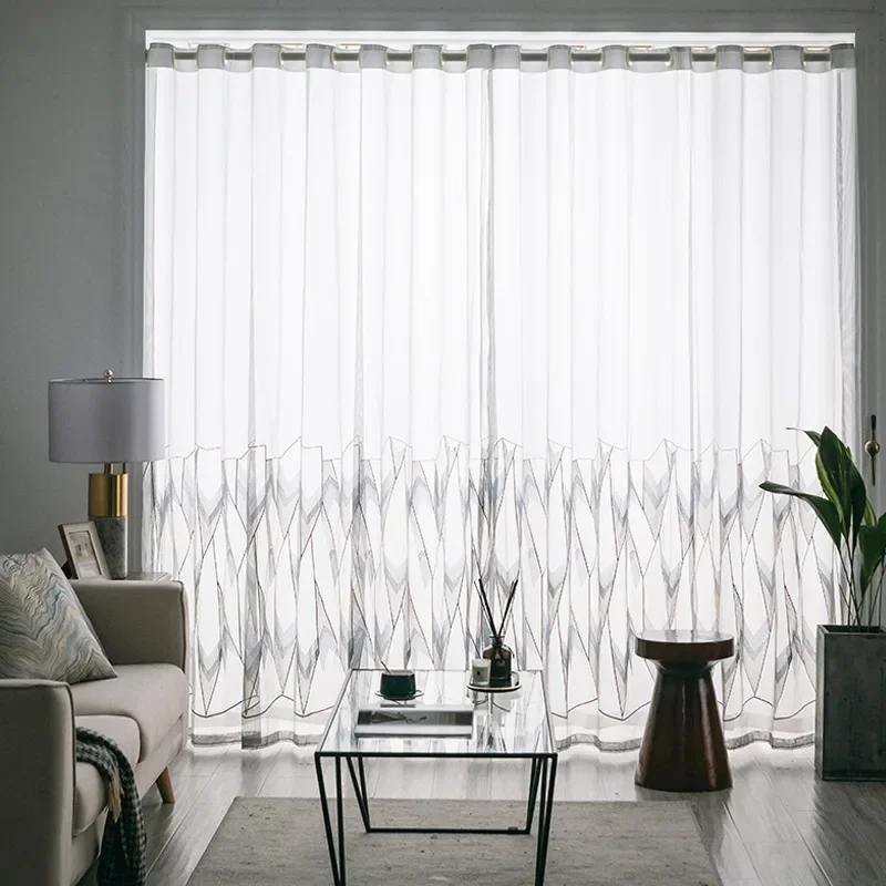 Embroidery Curtains Modern Simple Geometric Pattern Curtains White Light Floor Curtains Floating Window
Embroidery Curtains Modern Simple Geometric Pattern Curtains White Light Floor Curtains Floating Window