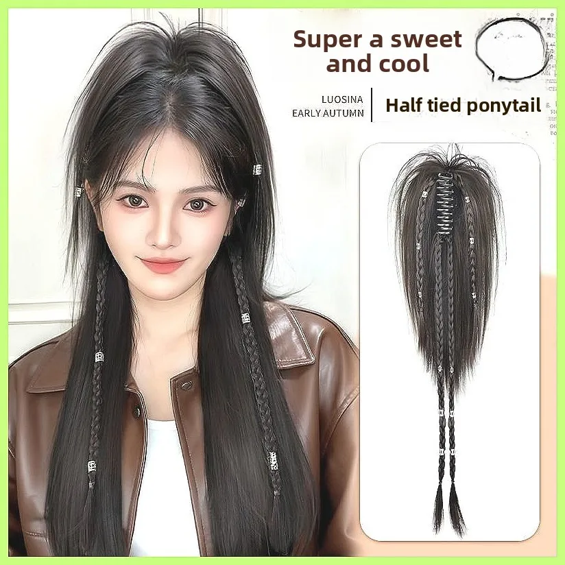 New Chinese Style Hair Clip: Natural Fake Hair Braid for Side Ponytail, Hanfu Ancient Bun Wig
New Chinese Style Hair Clip: Natural Fake Hair Braid for Side Ponytail, Hanfu Ancient Bun Wig
