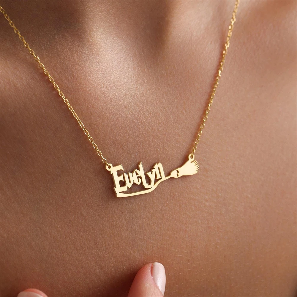 Personalised Witch Broom Necklace Custom Wizard Name Necklace Halloween Gift for Women Men Casual Attire Unique Jewelry Choker
Personalised Witch Broom Necklace Custom Wizard Name Necklace Halloween Gift for Women Men Casual Attire Unique Jewelry Choker