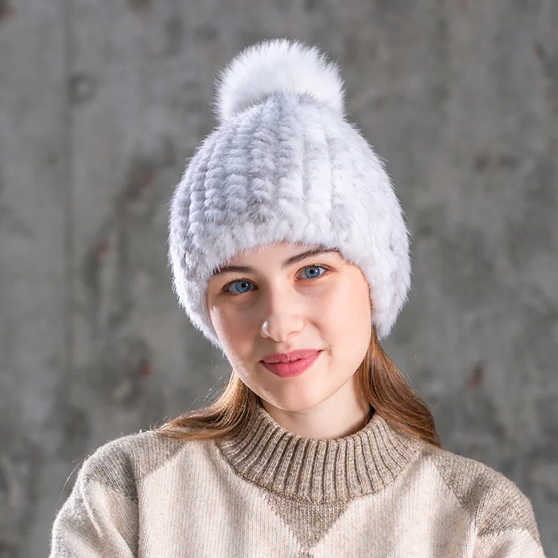 Fashion Women Real mink hat Winter warm mink fur knit hats Women fox fur ball cap
Fashion Women Real mink hat Winter warm mink fur knit hats Women fox fur ball cap