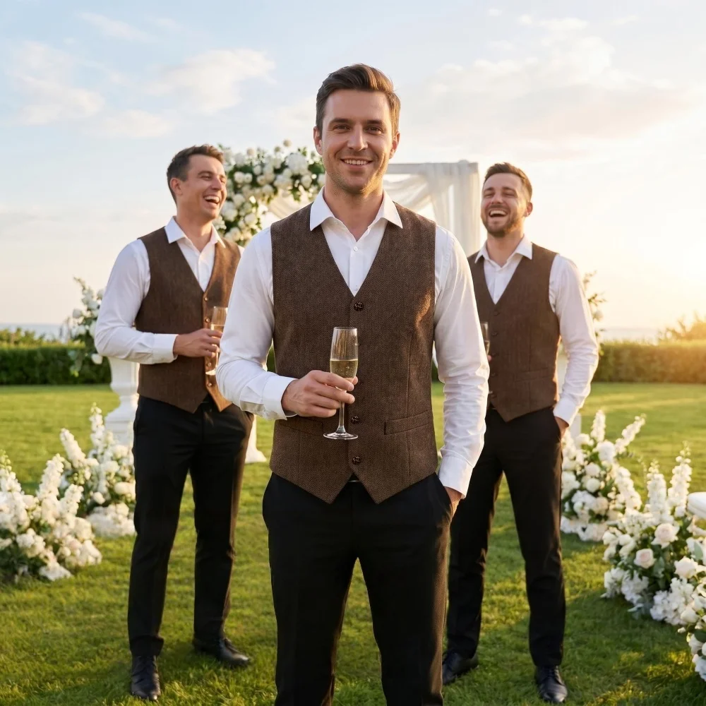 Men's Vest Herringbone Tweed Men's Waistcoat V Neck Slim Fit Men's Suits Vest For Groomsemen
Men's Vest Herringbone Tweed Men's Waistcoat V Neck Slim Fit Men's Suits Vest For Groomsemen