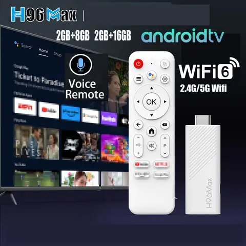 Android TV Stick Allwinner H313 Quad Core 4K Wifi6 BT Voice Assistant Remote Control Game Media Player Smart TV Box H96 Max