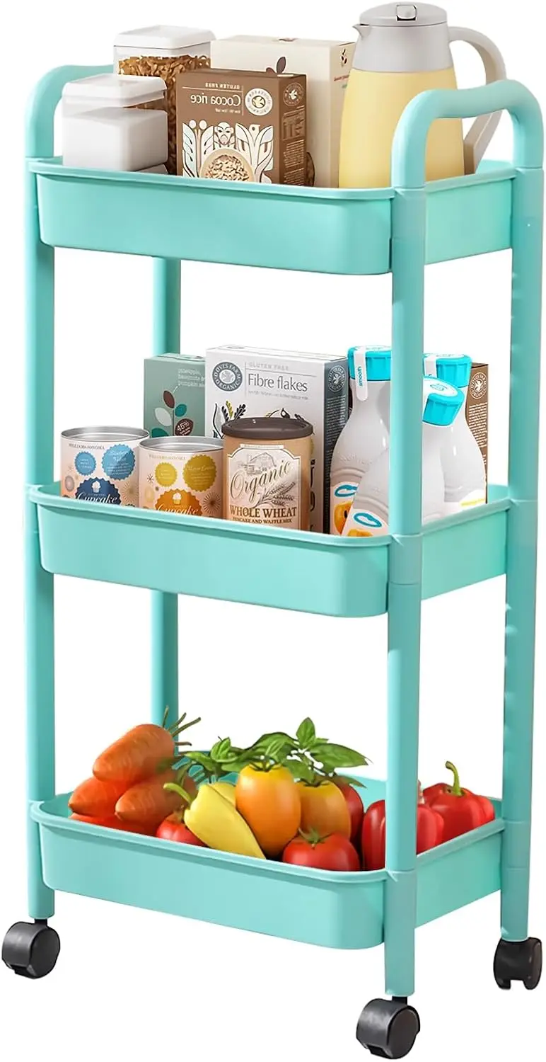 3-Tier Rolling Cart with Wheels and Handle, Multifunctional Storage Organizer for Home Office Bathroom in Green
3-Tier Rolling Cart with Wheels and Handle, Multifunctional Storage Organizer for Home Office Bathroom in Green