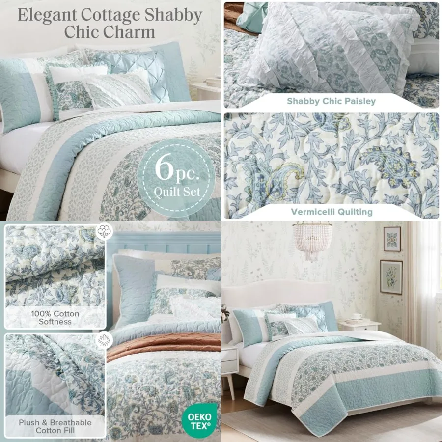 100 Cotton Quilt Set Floral Print, Double Sided Stitching, All Season, Lightweight Coverlet Shabby Chic Bedding Layer, Matching
100 Cotton Quilt Set Floral Print, Double Sided Stitching, All Season, Lightweight Coverlet Shabby Chic Bedding Layer, Matching