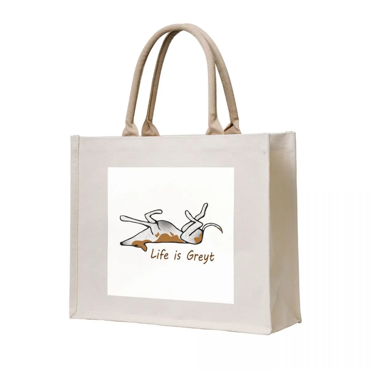 Life is Greyt - Brown and White Greyhound Roaching Tote Bag Women's bag Beach bag great Big 
Life is Greyt - Brown and White Greyhound Roaching Tote Bag Women's bag Beach bag great Big