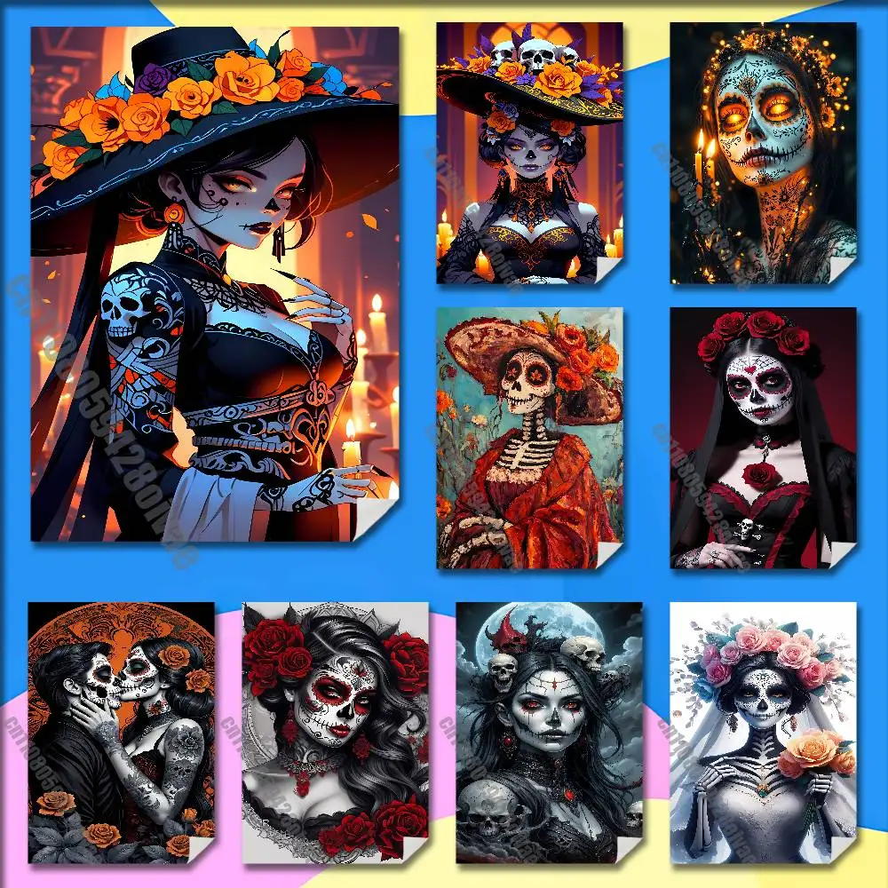 Mexico Skull Girl Catrina Rose Poster Sticker For Home Decoration 10x15cm Self-adhesive Souvenirs Playbill Cover
Mexico Skull Girl Catrina Rose Poster Sticker For Home Decoration 10x15cm Self-adhesive Souvenirs Playbill Cover