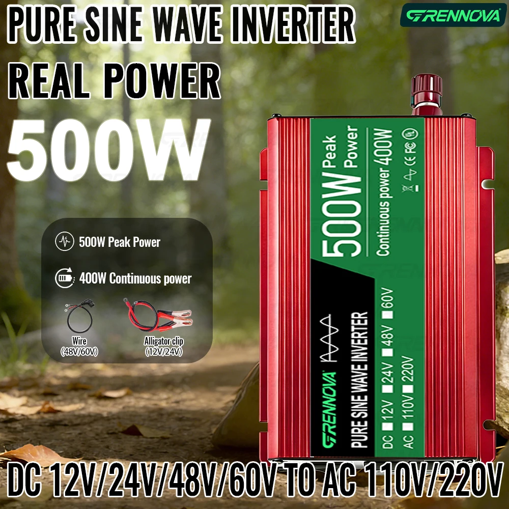 Pure Sine Wave Inverter 500W Peak (400W Continuous) Runs Fans & Routers for Home Emergency 12V 24V 48V 60V to 110V60Hz 220V50Hz
Pure Sine Wave Inverter 500W Peak (400W Continuous) Runs Fans & Routers for Home Emergency 12V 24V 48V 60V to 110V60Hz 220V50Hz