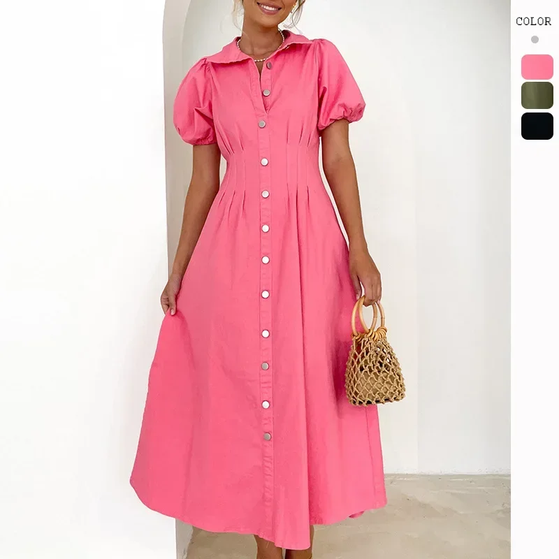 2024 Summer Bubble Sleeve Temperament High Waist Waist Blouse Dress Woman POLO Long Dress Office Lady Dress Pink
2024 Summer Bubble Sleeve Temperament High Waist Waist Blouse Dress Woman POLO Long Dress Office Lady Dress Pink