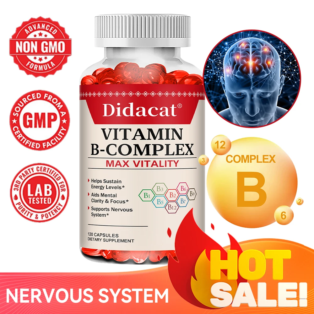 Vitamin B Complex Capsules, B1 B2 B3 B6 B12 Folate Biotin, Support Energy, Metabolism, Stress Relief, Immune & Skin Hair Health
Vitamin B Complex Capsules, B1 B2 B3 B6 B12 Folate Biotin, Support Energy, Metabolism, Stress Relief, Immune & Skin Hair Health