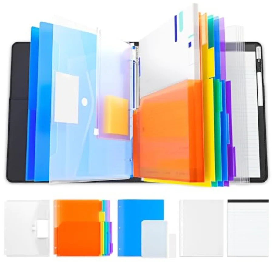 3 Ring Binder Clipboard with Storage, 12.4"x10.2"Magnetic Clipboard Folder with 5 Expandable Folders, Refillable Lined Notepad
3 Ring Binder Clipboard with Storage, 12.4"x10.2"Magnetic Clipboard Folder with 5 Expandable Folders, Refillable Lined Notepad