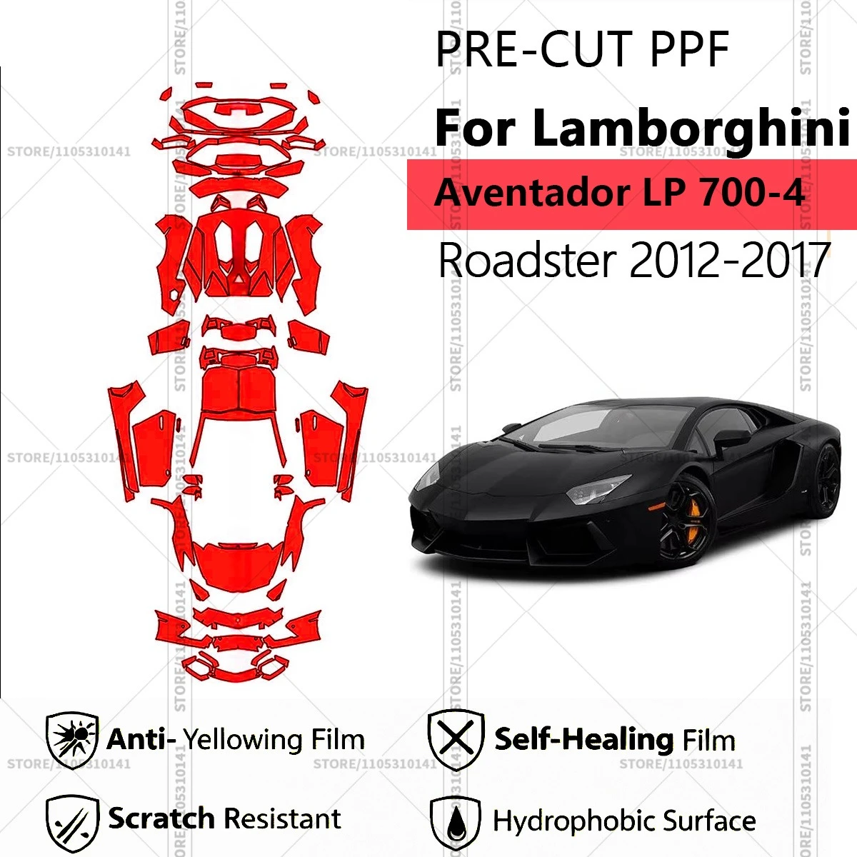 For Lamborghini Aventador LP 700-4 Roadster 2012-2017 Pre-Cut Paint Protection Film PPF Transparent Car Film Automotive PPF
For Lamborghini Aventador LP 700-4 Roadster 2012-2017 Pre-Cut Paint Protection Film PPF Transparent Car Film Automotive PPF