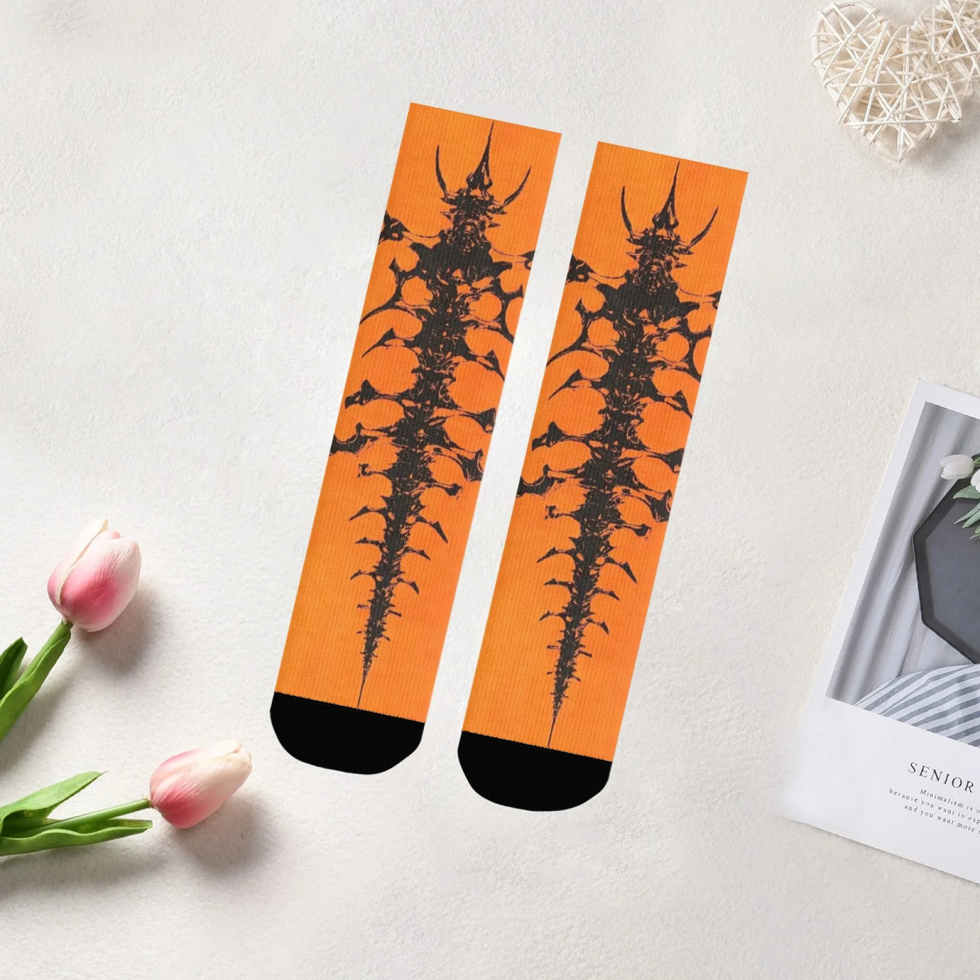 Orange-Black Fantasy Spine Mid-Calf Socks Dark Creature Art Print Trendy Fashion Street Style Unisex Daily Outdoors Socks
Orange-Black Fantasy Spine Mid-Calf Socks Dark Creature Art Print Trendy Fashion Street Style Unisex Daily Outdoors Socks