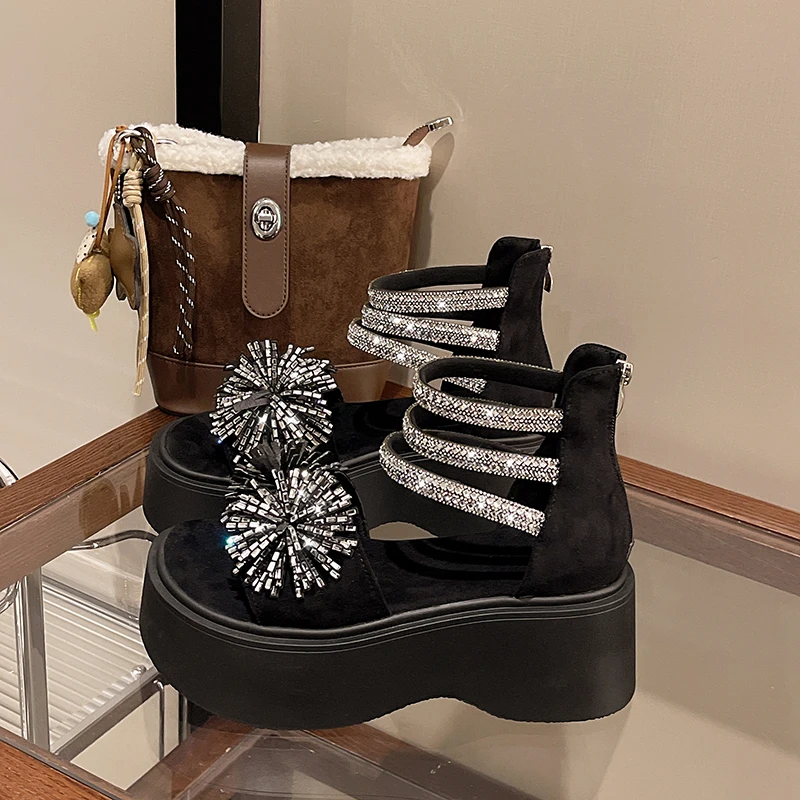 Platform Rhinestone Sandals Women's Summer 2026 New Heightened Roman Shoes
Platform Rhinestone Sandals Women's Summer 2026 New Heightened Roman Shoes