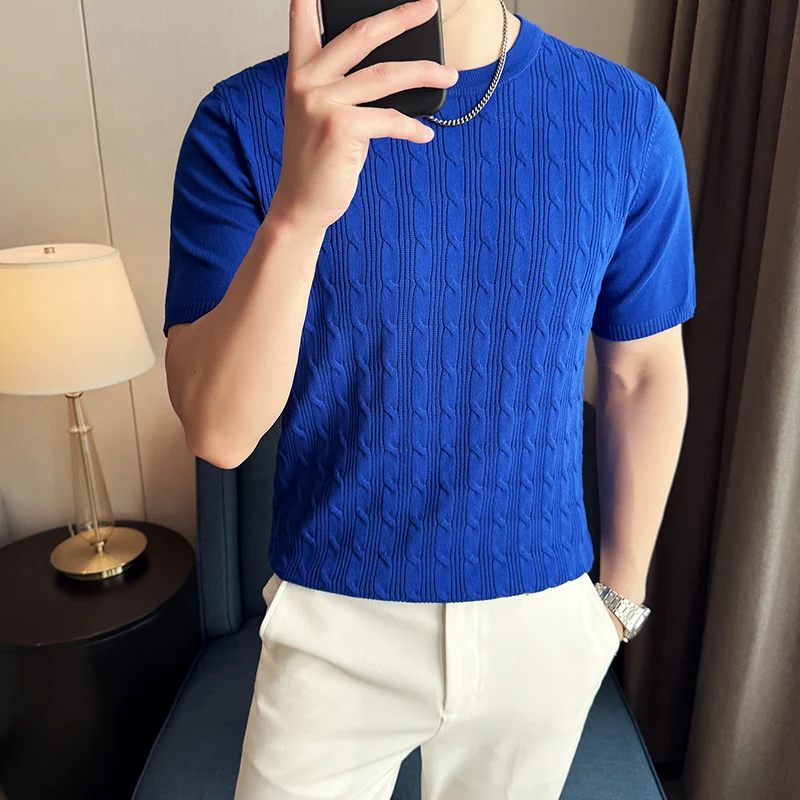Summer Breathable T-Shirts for Men Korean Luxury Clothing O-Neck Short Sleeve Knitted Men's T Shirt Fashion Hollow Tops Tees 4XL
Summer Breathable T-Shirts for Men Korean Luxury Clothing O-Neck Short Sleeve Knitted Men's T Shirt Fashion Hollow Tops Tees 4XL