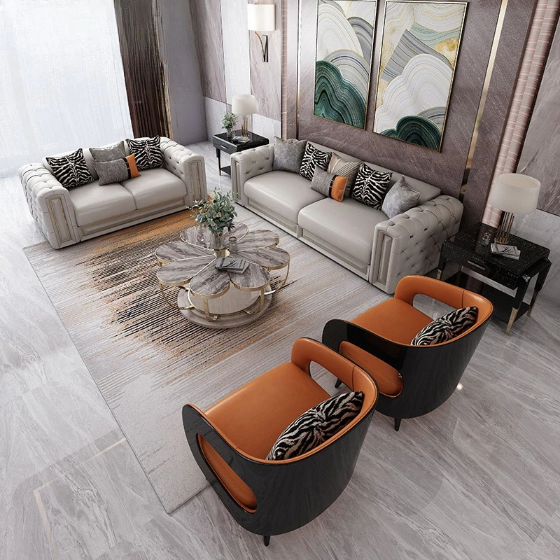 Postmodern leather sofa living room solid wood furniture villa large apartment fully equipped Italian light luxury sofa simple
Postmodern leather sofa living room solid wood furniture villa large apartment fully equipped Italian light luxury sofa simple
