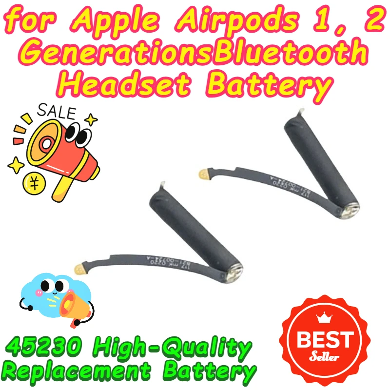 45230 Replacement Battery for Apple Airpods 1, 2 Generations and Pro Bluetooth Headset Batteries
45230 Replacement Battery for Apple Airpods 1, 2 Generations and Pro Bluetooth Headset Batteries