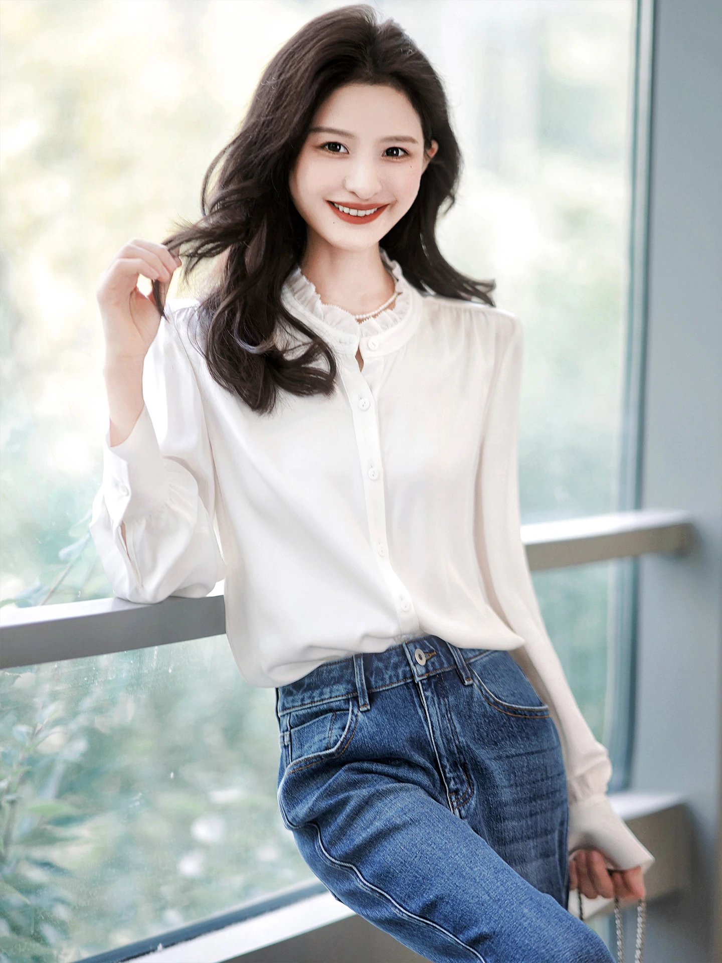 Шелковая блузка Zhaodaxi для женщин, с длинным рукавом, белая, весна-осень-зима, модная, для повседневной носки, стандартный крой
Шелковая блузка Zhaodaxi для женщин, с длинным рукавом, белая, весна-осень-зима, модная, для повседневной носки, стандартный крой