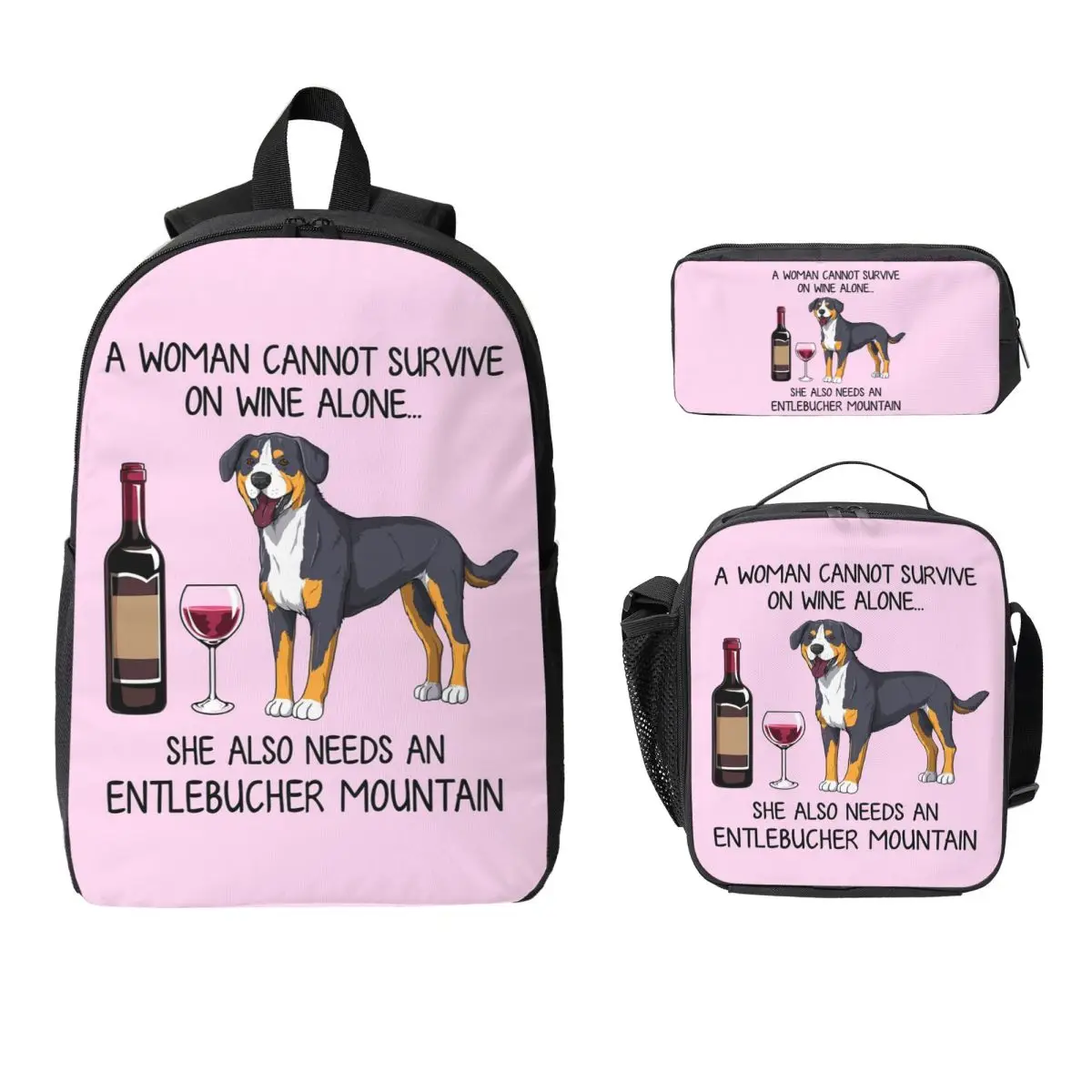 Entlebucher Mountain Dog And Wine Funny Gift For Dog Mom Backpack BookBag School Bag Shoulder Bags 3ps Lunch Bag Pencil Case
Entlebucher Mountain Dog And Wine Funny Gift For Dog Mom Backpack BookBag School Bag Shoulder Bags 3ps Lunch Bag Pencil Case
