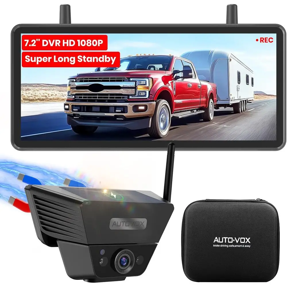 Wireless Backup Camera with 7.2 DVR, 1080P Split Screen, Dual Antenna, 1-Minute Install, HD Night Vision for Vehicles
Wireless Backup Camera with 7.2 DVR, 1080P Split Screen, Dual Antenna, 1-Minute Install, HD Night Vision for Vehicles