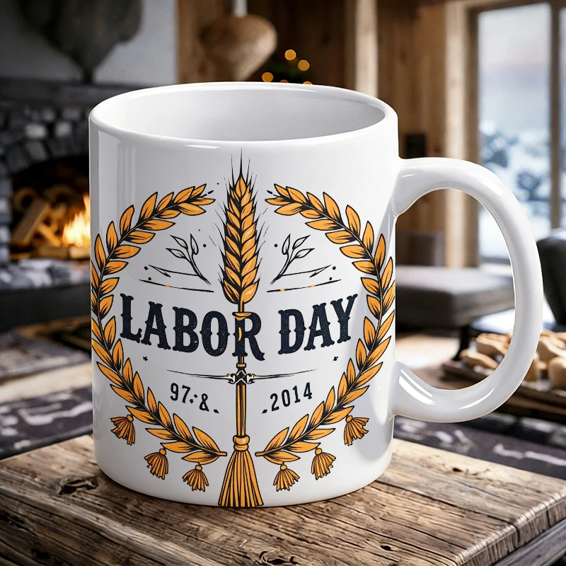 Labor Day Wheat Wreath Ceramic Mug Vintage Emblem Coffee Cup, Milk Cup, Office Tea Cup, Gift for Friends, Fade-Resistant
Labor Day Wheat Wreath Ceramic Mug Vintage Emblem Coffee Cup, Milk Cup, Office Tea Cup, Gift for Friends, Fade-Resistant
