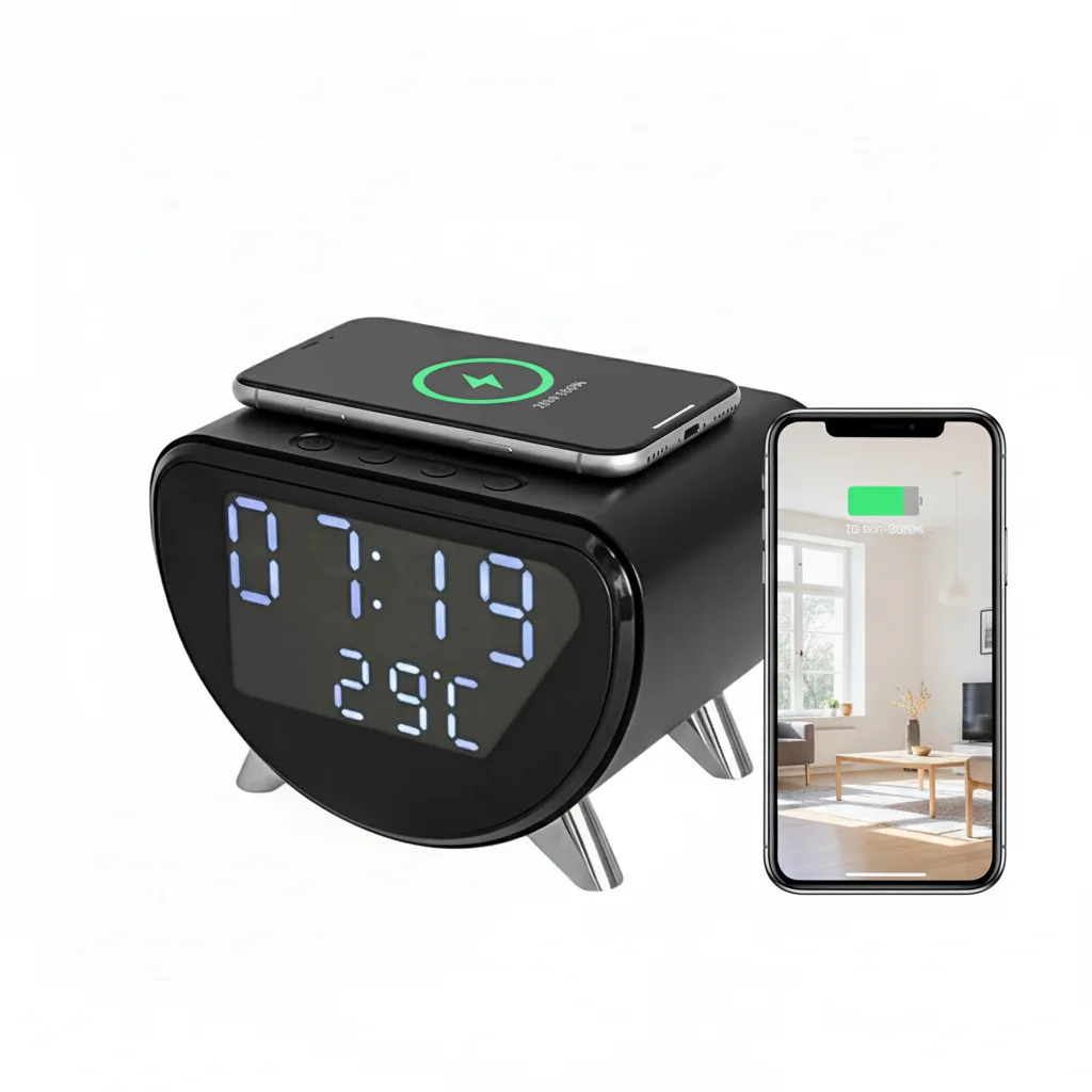 4K UHD WiFi Clock Camera, Indoor Surveillance with Motion Detection, Remote Real-Time View & Video Recording, Qi Wireless Charging Compatible, Suitable for Home Office Warehouse, Elegant Minimalist Design, TF Card Storage (Not Included)
4K UHD WiFi Clock Camera, Indoor Surveillance with Motion Detection, Remote Real-Time View & Video Recording, Qi Wireless Charging Compatible, Suitable for Home Office Warehouse, Elegant Minimalist Design, TF Card Storage (Not Included)