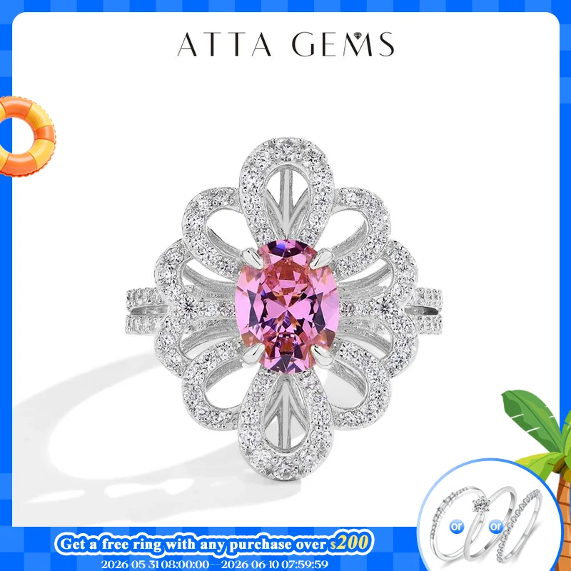ATTAGEMS Luxury D VVS1 Moissanite Rings for Women Created Pink Zircon S925 Sterling Silver Flower shape Engagement Wedding Gift
ATTAGEMS Luxury D VVS1 Moissanite Rings for Women Created Pink Zircon S925 Sterling Silver Flower shape Engagement Wedding Gift