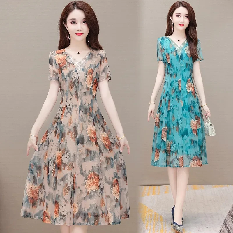 Floral Chiffon Dress Mother Dress Women's Summer 2023 New Fashion Mother Middle-aged Foreign Gauze Summer Dress
Floral Chiffon Dress Mother Dress Women's Summer 2023 New Fashion Mother Middle-aged Foreign Gauze Summer Dress