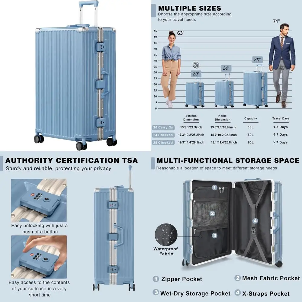 pc+abs aluminum frame zipperless hard shell suitcase with tsa lock and double spinner wheels, 28 inch
pc+abs aluminum frame zipperless hard shell suitcase with tsa lock and double spinner wheels, 28 inch