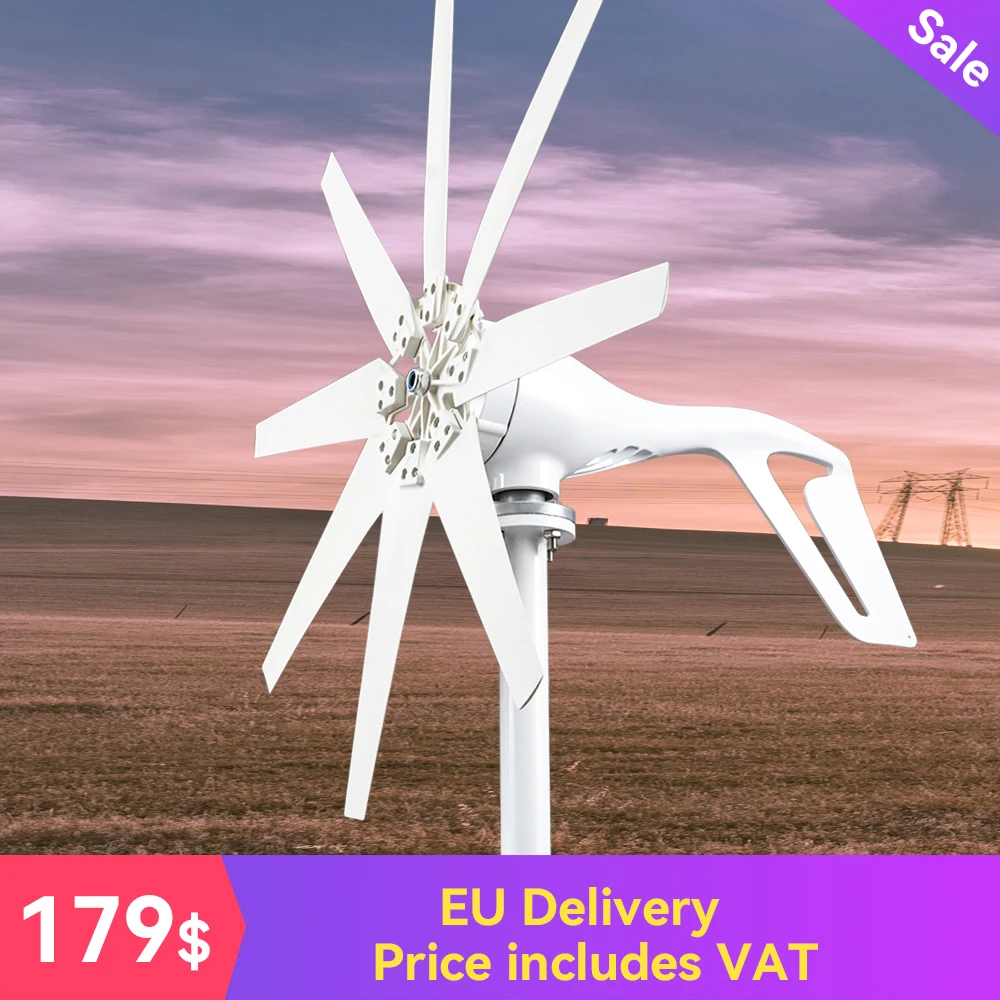 Sale EU Delivery Duty Free 8 Blades Super Windmill Turbine Generator 2000W 12V 24V 48V With Mppt Charge Controller For Home Use
Sale EU Delivery Duty Free 8 Blades Super Windmill Turbine Generator 2000W 12V 24V 48V With Mppt Charge Controller For Home Use