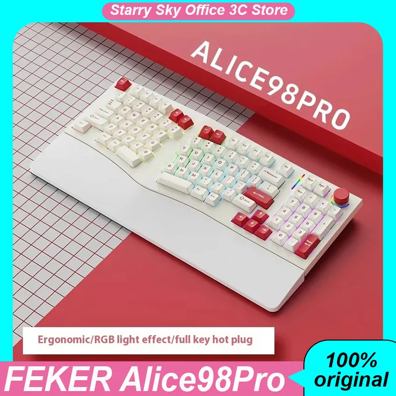 Игровая механическая клавиатура FEKER Alice98Pro, беспроводная трехрежимная, эргономичная 3 ° Slope RGB QMK+VIA Горячая замена ПК Ноутбук Офис на заказ
Игровая механическая клавиатура FEKER Alice98Pro, беспроводная трехрежимная, эргономичная 3 ° Slope RGB QMK+VIA Горячая замена ПК Ноутбук Офис на заказ