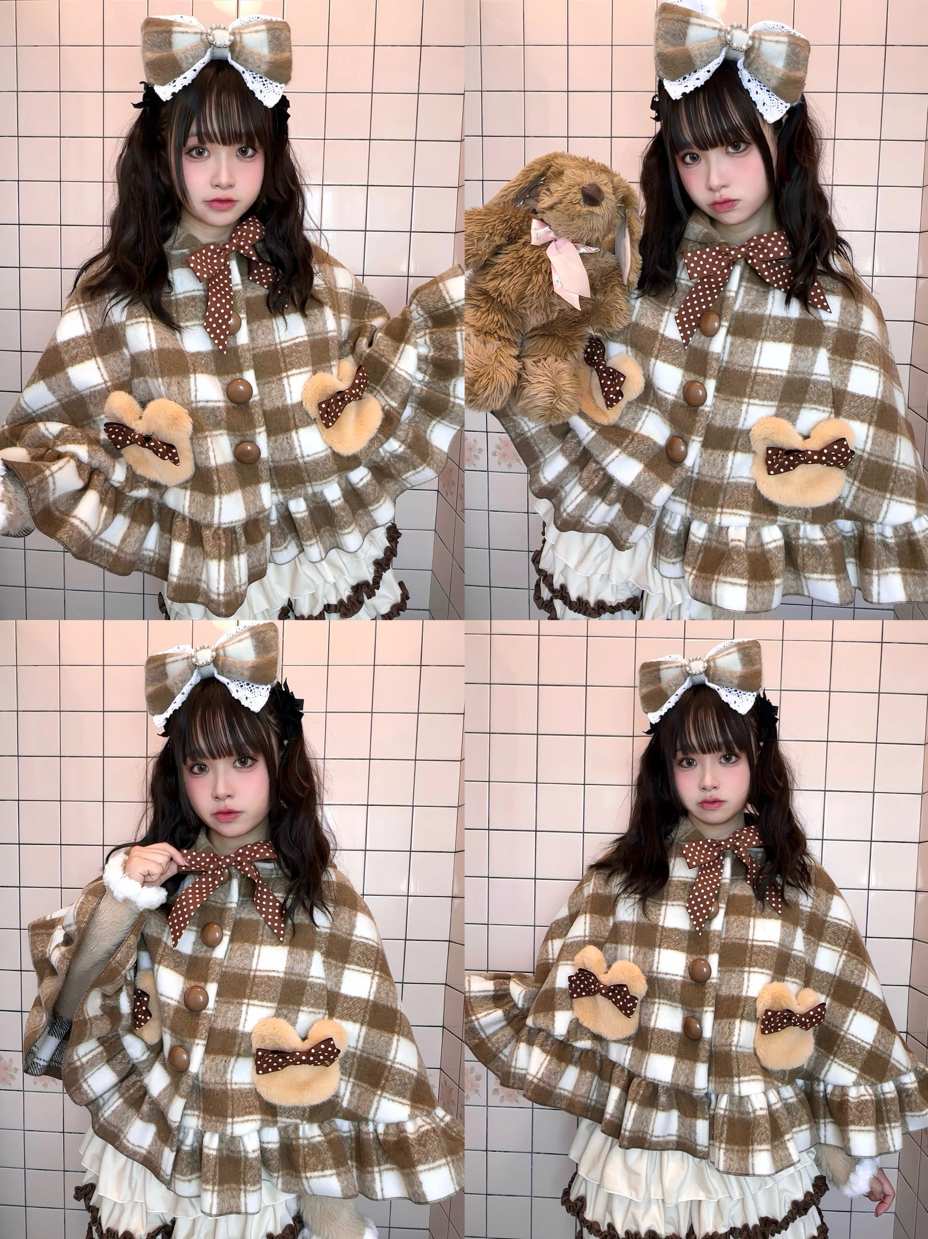 Рождественский бурый медведь с ушками, плюшевая клетчатая шерстяная накидка с капюшоном, женская японская милая утолщенная накидка в стиле принцессы с бантом, шаль
Рождественский бурый медведь с ушками, плюшевая клетчатая шерстяная накидка с капюшоном, женская японская милая утолщенная накидка в стиле принцессы с бантом, шаль