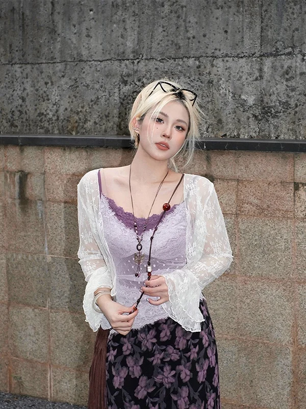 Breathable Short Lace Sun Protection Shirt Women's Summer Outerwear Shoulder Pad Cover up with Belt Skirt Matching Thin Cardigan
Breathable Short Lace Sun Protection Shirt Women's Summer Outerwear Shoulder Pad Cover up with Belt Skirt Matching Thin Cardigan