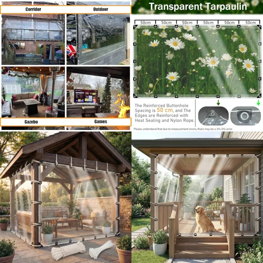 Clear Tarp Heavy Duty Waterproof 6x10ft, Transparent Vinyl Tarpaulin with Reinforced Grommets, Rainproof Cover for Greenhouse,
Clear Tarp Heavy Duty Waterproof 6x10ft, Transparent Vinyl Tarpaulin with Reinforced Grommets, Rainproof Cover for Greenhouse,