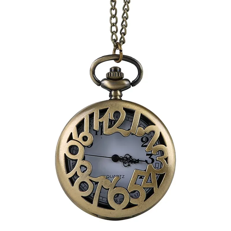 Vintage Creative Bronze Craved with Big Arabic NumeralsDesign Fashion Quartz Pocket Watch with Necklace Chain
Vintage Creative Bronze Craved with Big Arabic NumeralsDesign Fashion Quartz Pocket Watch with Necklace Chain