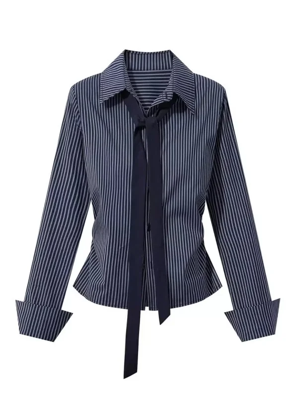 Slim Fit Striped Long Sve irt for Women Spring 2026 New Sle American College Chic Trendy Waist Cinching Design irt
Slim Fit Striped Long Sve irt for Women Spring 2026 New Sle American College Chic Trendy Waist Cinching Design irt