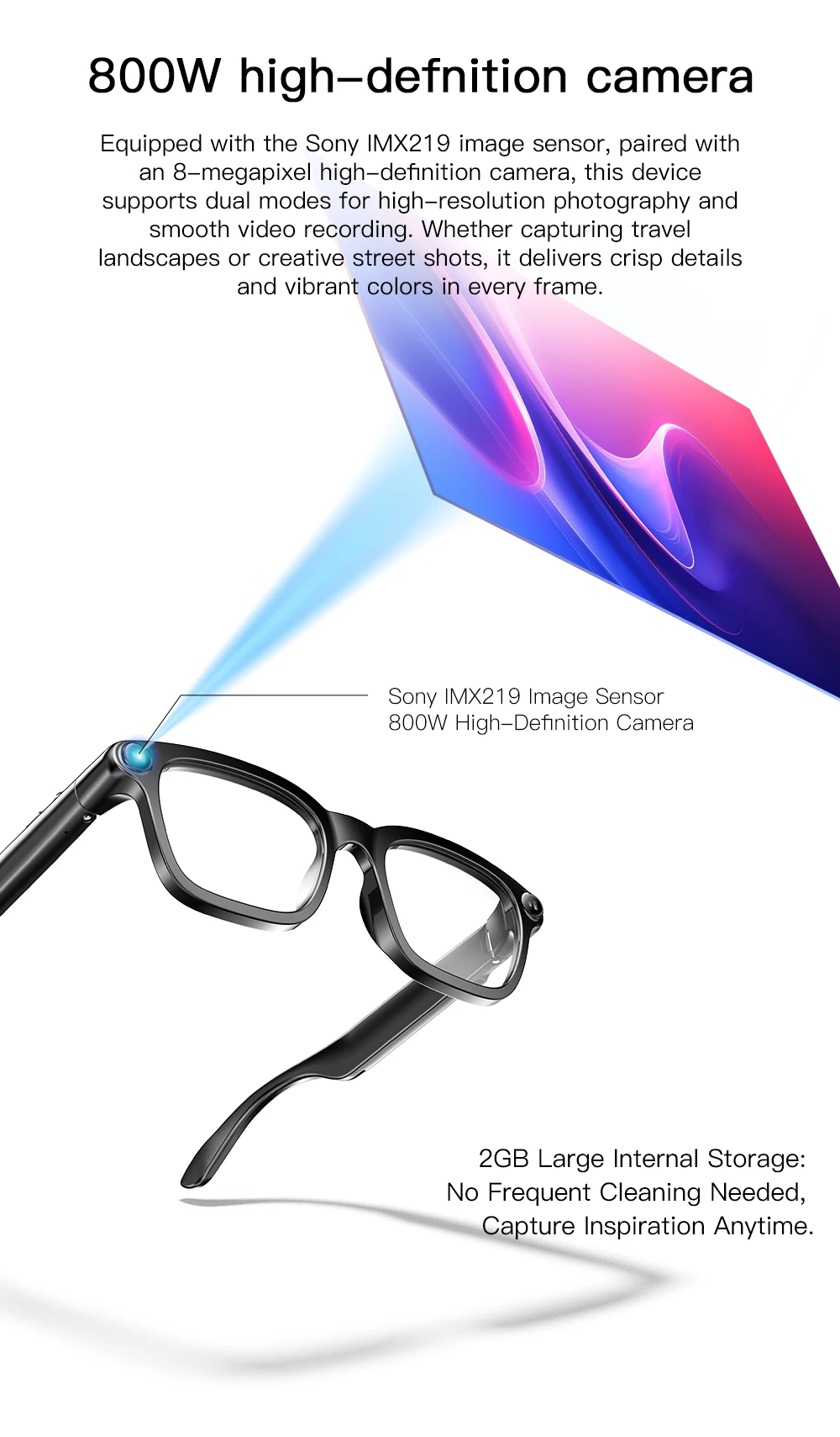 AI Smart Glasses withReal-shot 800W Camera Outdoor Sunglasses 132Languages Translation Audio Call Video Music Player
AI Smart Glasses withReal-shot 800W Camera Outdoor Sunglasses 132Languages Translation Audio Call Video Music Player