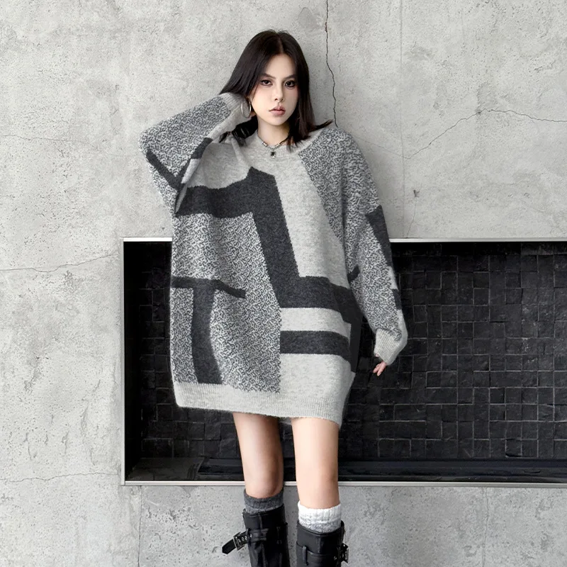 Retro Geometric Color Blo round Ne Knitted Sweater Dr Loose Fitting Midi Skirt Autumn Winter New Sle Street Sle Co...
Retro Geometric Color Blo round Ne Knitted Sweater Dr Loose Fitting Midi Skirt Autumn Winter New Sle Street Sle Co...