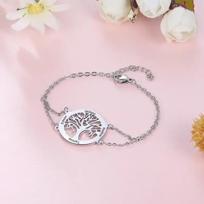 Personalized Tree of Life Bracelets with Engraving Name Stainless Steel Custom Family Tree Bracelets for Women Customized Bracel
Personalized Tree of Life Bracelets with Engraving Name Stainless Steel Custom Family Tree Bracelets for Women Customized Bracel