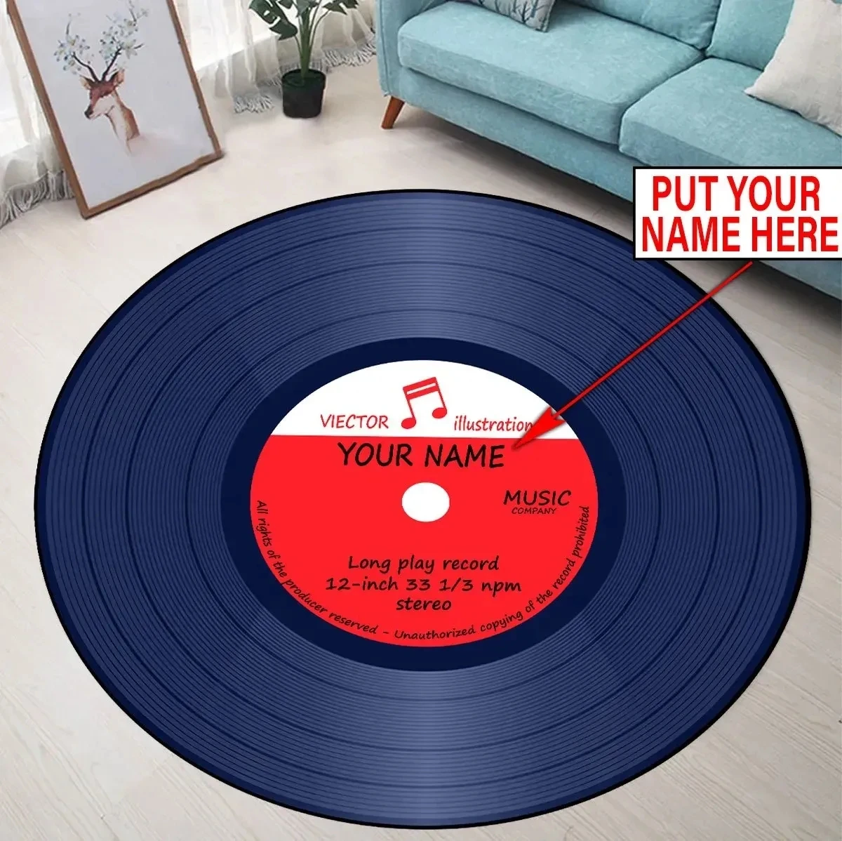 Music VINYL RECORD Custom Name Circle Round Rug 3D Area Rug Non-slip Mat Floor Dining Room Living Room Soft Bedroom Carpet -1
Music VINYL RECORD Custom Name Circle Round Rug 3D Area Rug Non-slip Mat Floor Dining Room Living Room Soft Bedroom Carpet -1
